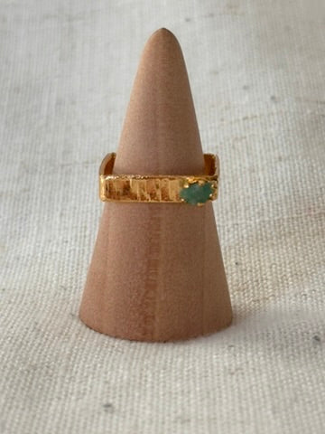 Raw Colombian Emerald Square Band Ring