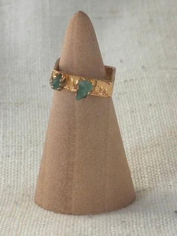 Raw Colombian Double Emerald Square Ring