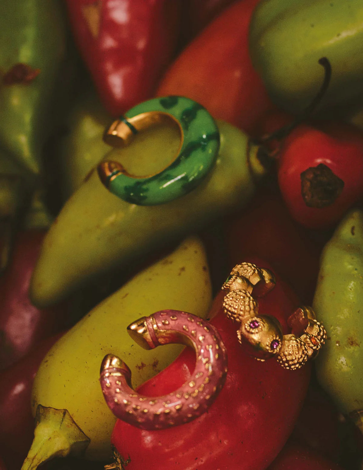 Entrelazos Sandía Earcuff Set – Trio Color Stack