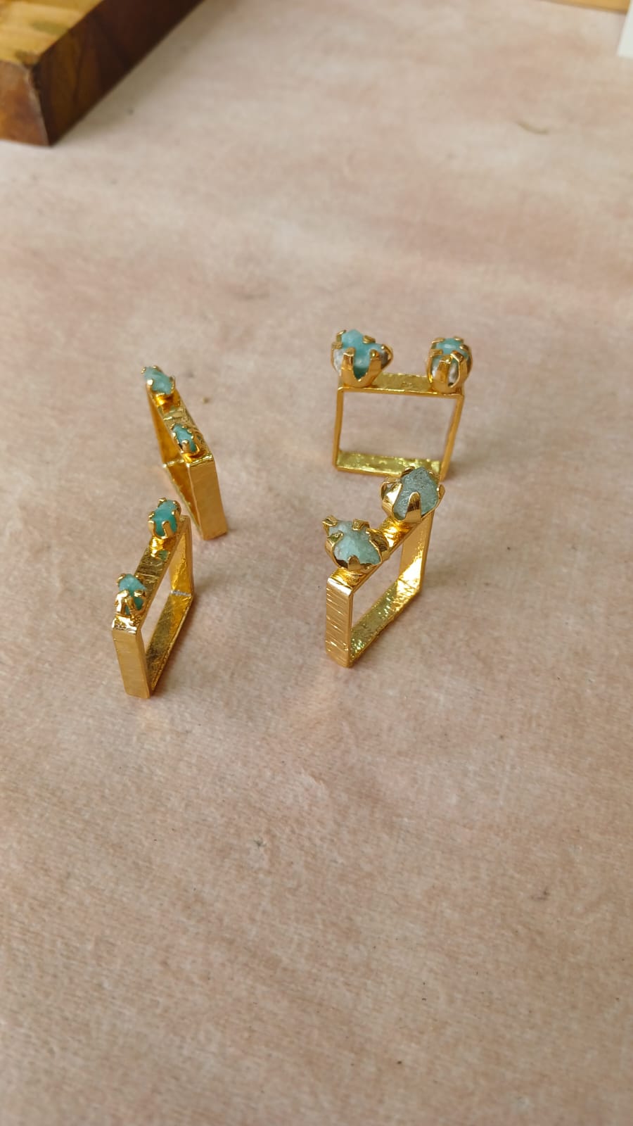 Raw Colombian Double Emerald Square Ring