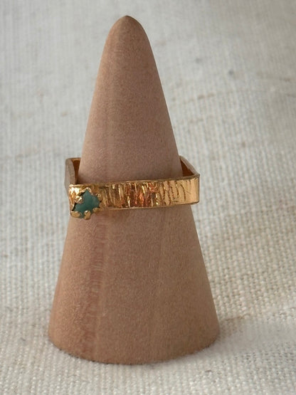 Raw Colombian Emerald Square Band Ring