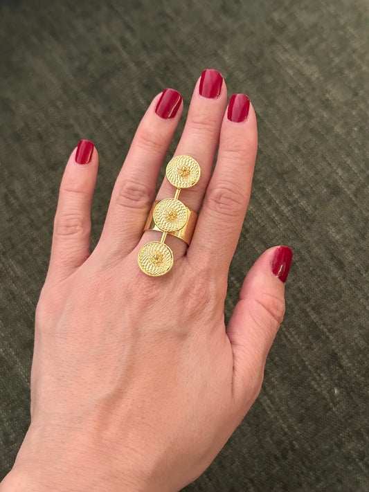 Trio Sol Statement Ring | Textured Colombian Disc Ring
