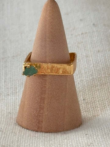 Raw Colombian Emerald Square Band Ring