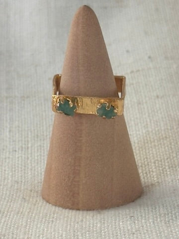 Raw Colombian Double Emerald Square Ring
