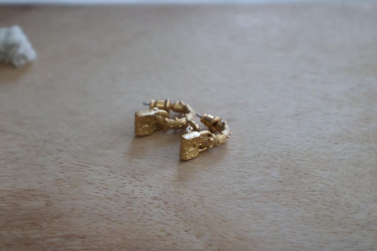 Gold Lock Charm Mini Hoop Earrings