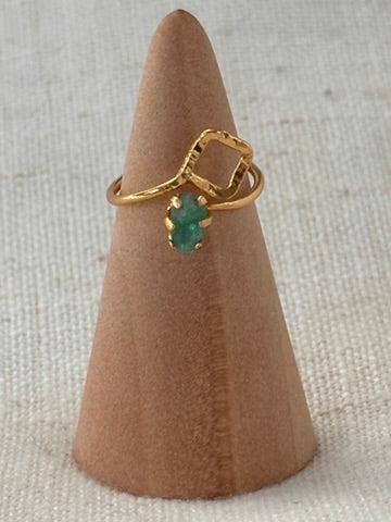 Raw Colombian Emerald Geometric Ring