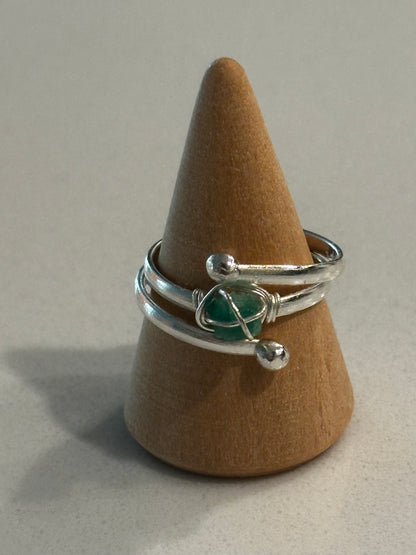 Raw Emerald Ring | Wire-Wrapped Colombian Emerald | Silver Plated
