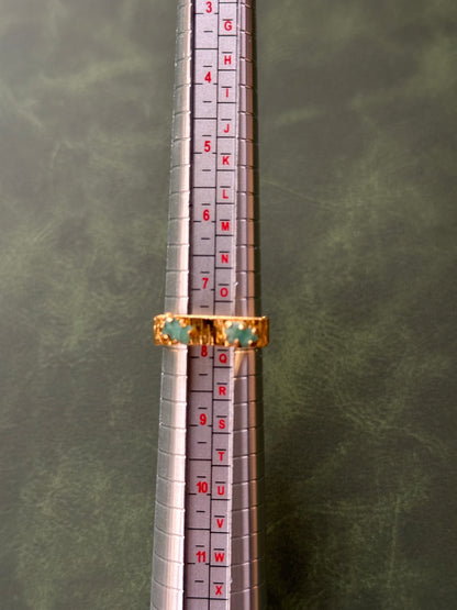 Raw Colombian Double Emerald Square Ring