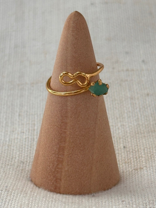 Raw Colombian Emerald Infinity Ring