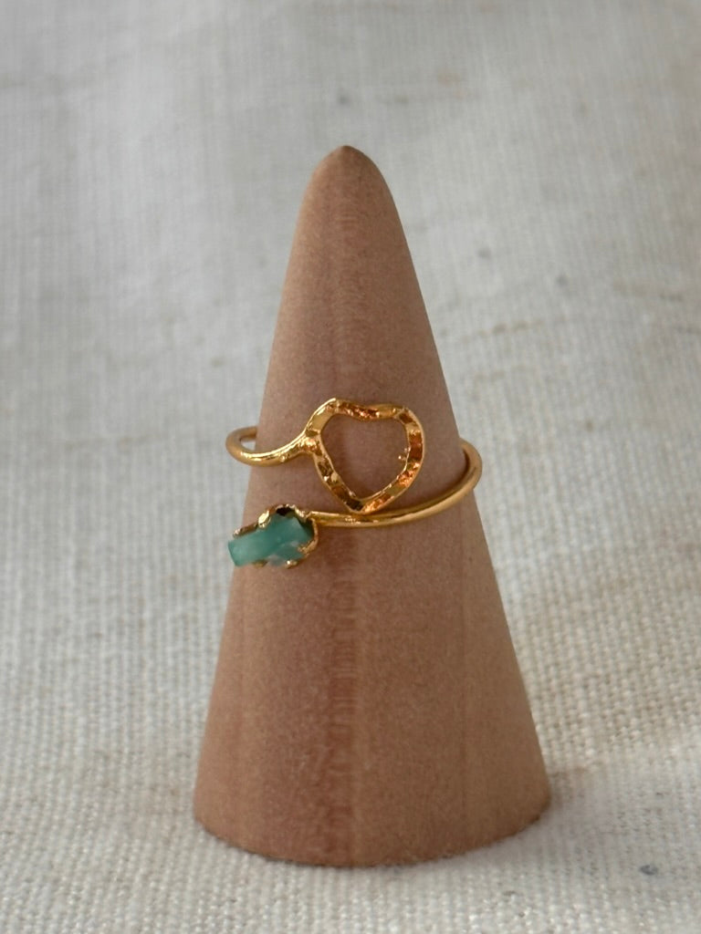 Raw Colombian Emerald Heart Ring