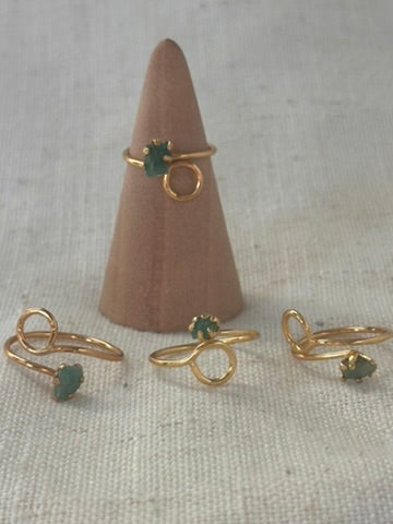 Raw Colombian Emerald Circle Ring