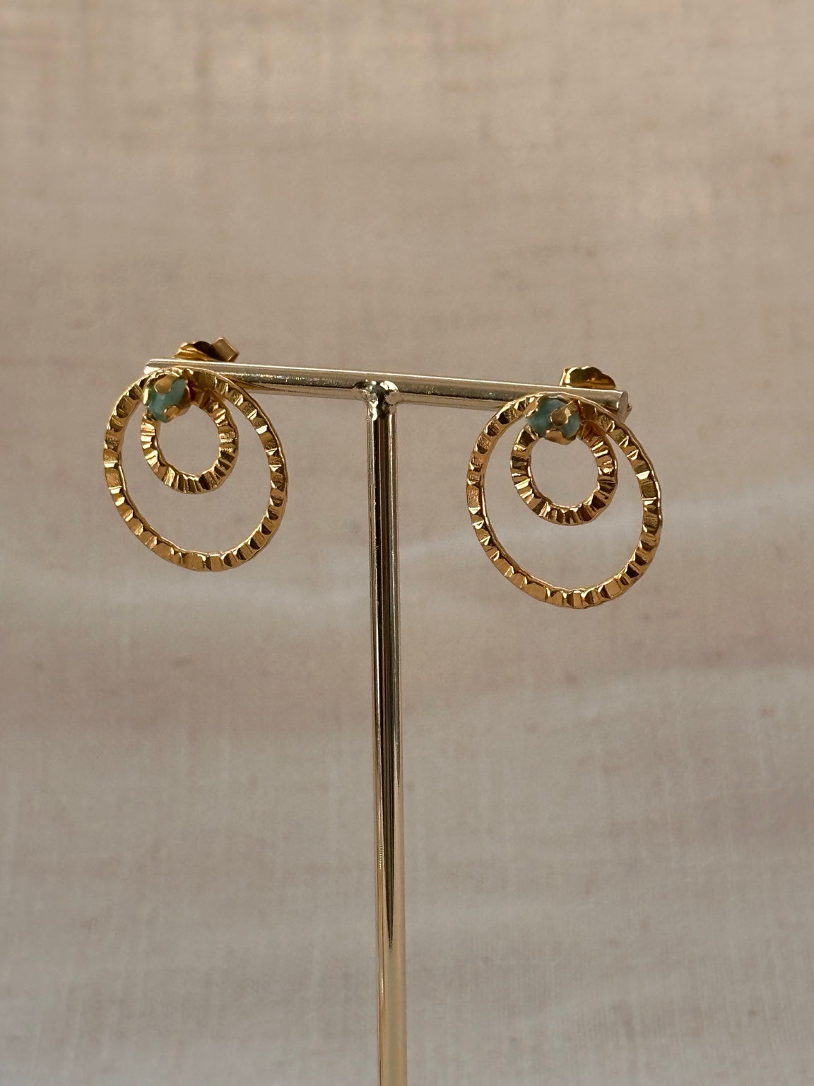 Raw Emerald Double Hoops