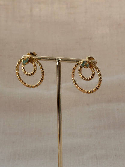 Raw Emerald Double Hoops