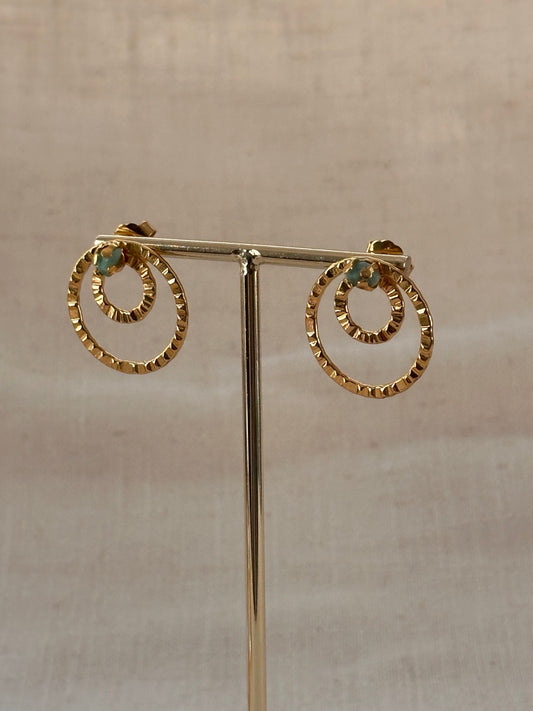 Raw Emerald Double Hoops
