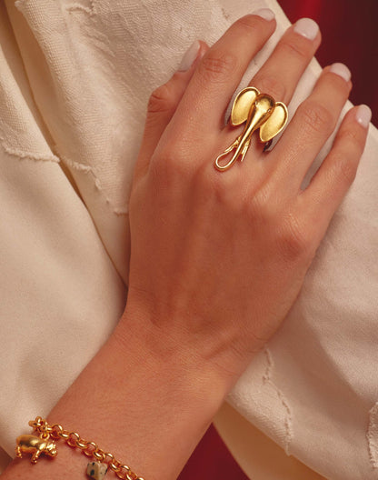 Gold Elephant Statement Ring