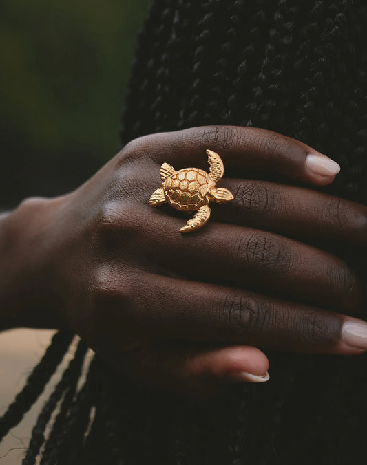 Sea Turtle Statement Ring by Entrelazos