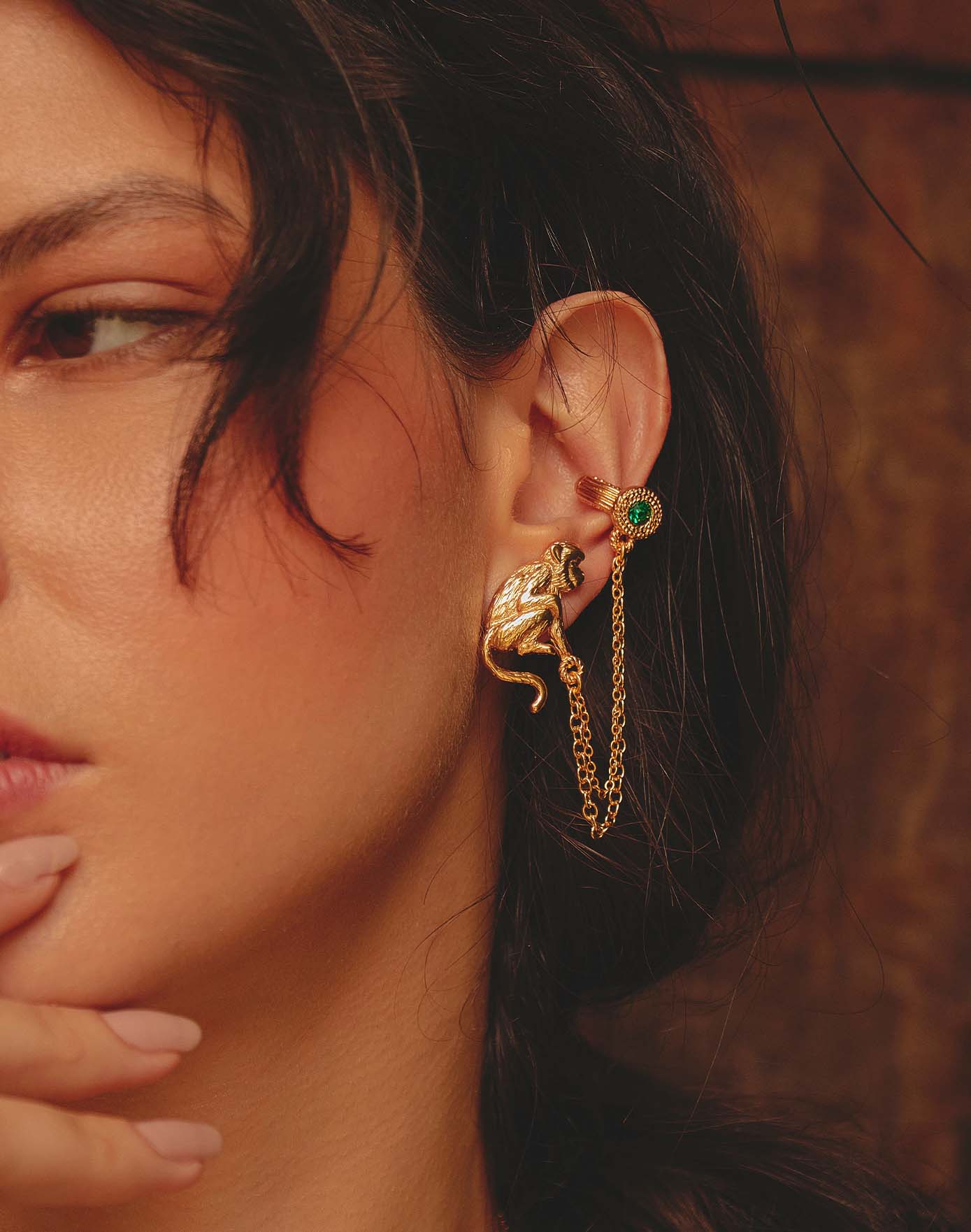 Aretes Mono Lattu - Monkey Chain Drop Earrings by Entrelazos