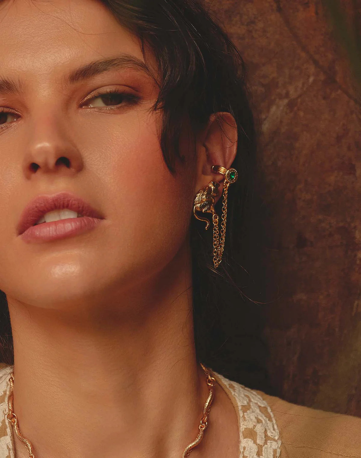 Aretes Mono Lattu - Monkey Chain Drop Earrings by Entrelazos