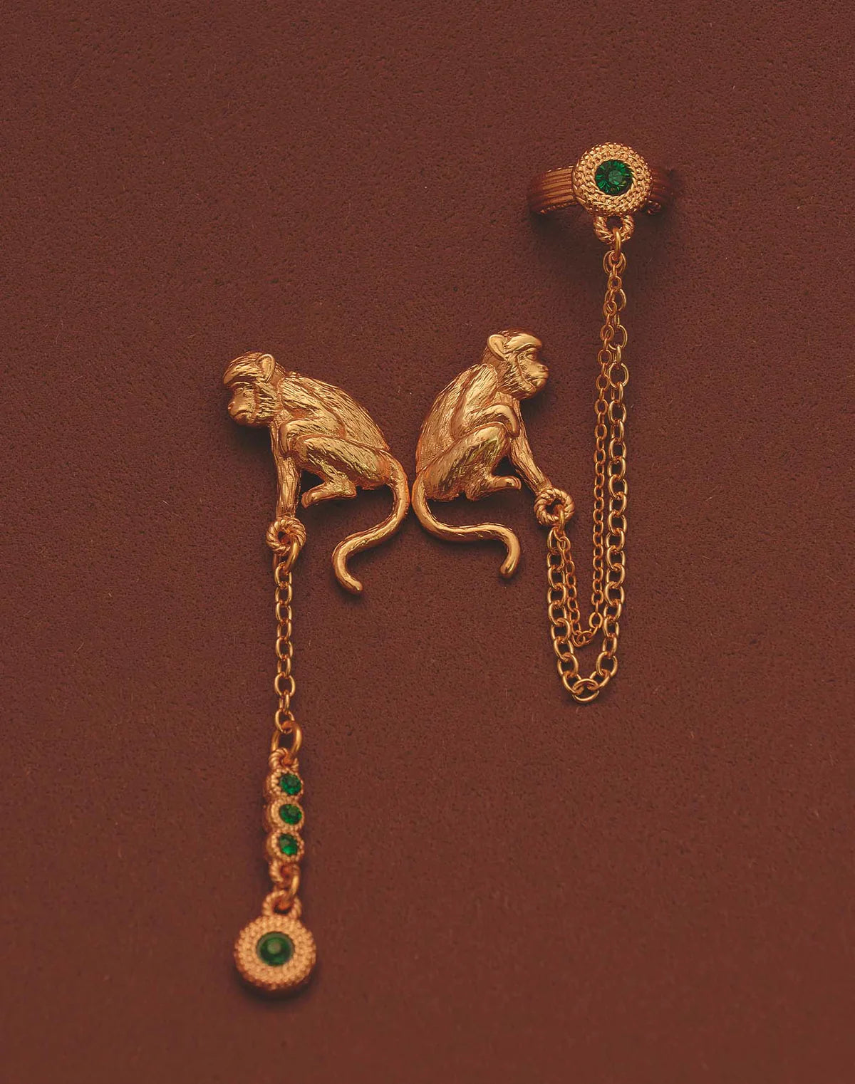 Aretes Mono Lattu - Monkey Chain Drop Earrings by Entrelazos