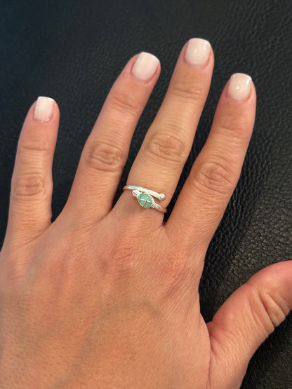 Raw Emerald Ring | Wire-Wrapped Colombian Emerald | Silver Plated