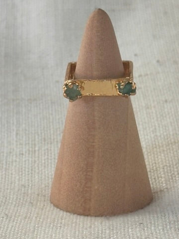 Raw Colombian Double Emerald Square Ring