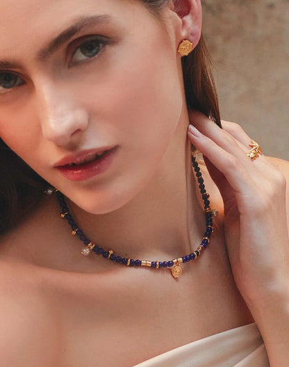 Entrelazos All Night Set – Lapis Necklace & Stud Earrings