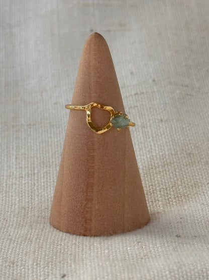 Raw Colombian Emerald Heart Ring