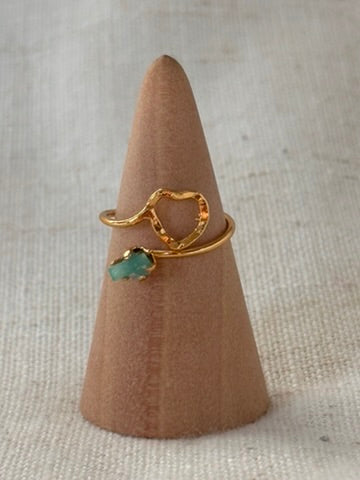 Raw Colombian Emerald Heart Ring