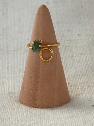Raw Colombian Emerald Circle Ring