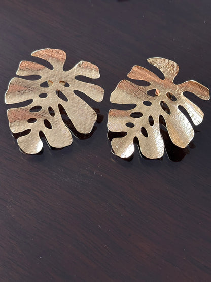 Monstera Selva Earrings | Gold & Silver Statement Botanical Drops