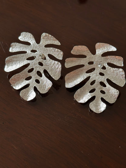 Monstera Selva Earrings | Gold & Silver Statement Botanical Drops