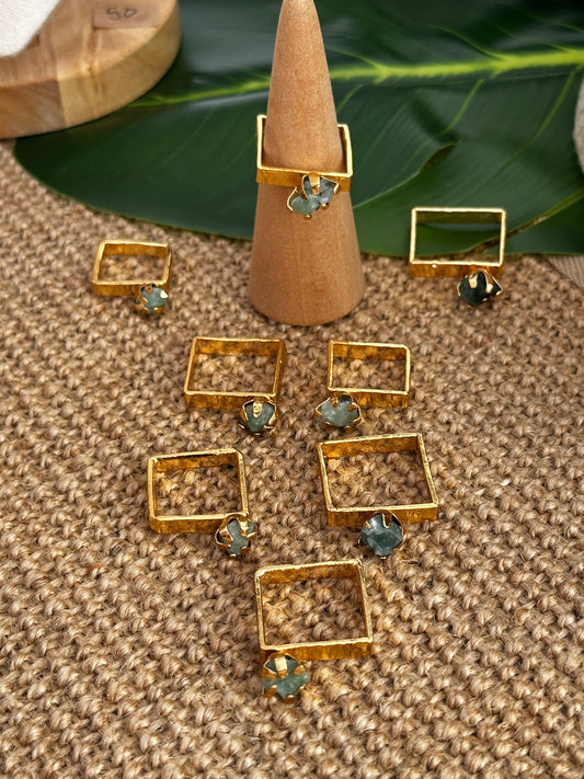 Raw Colombian Emerald Square Ring – Large Stone