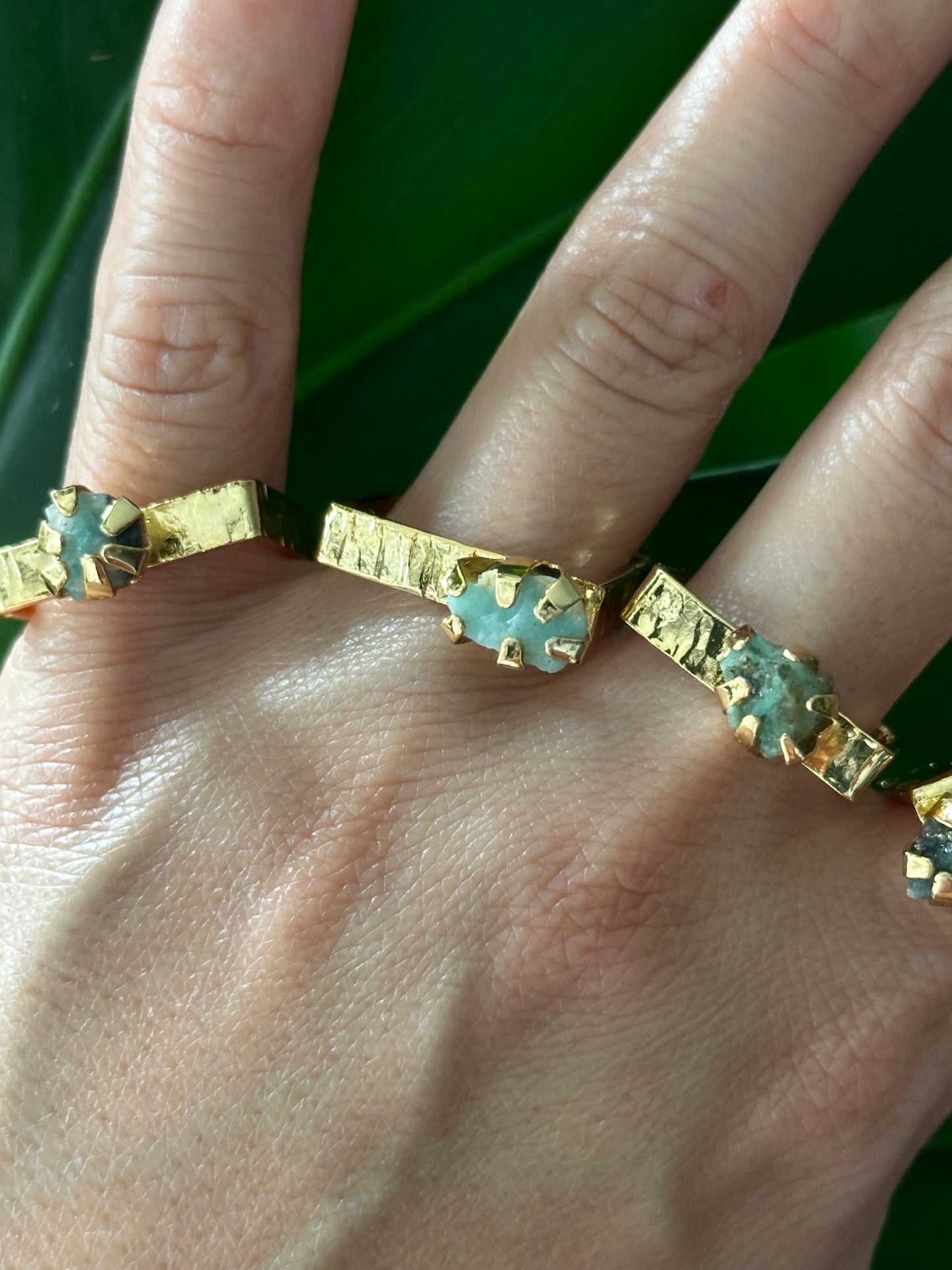 Raw Colombian Emerald Square Ring – Large Stone