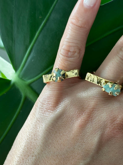Raw Colombian Emerald Square Ring – Large Stone