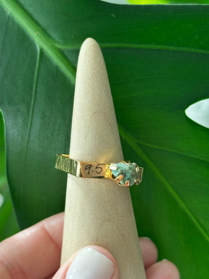 Raw Colombian Emerald Square Ring – Large Stone
