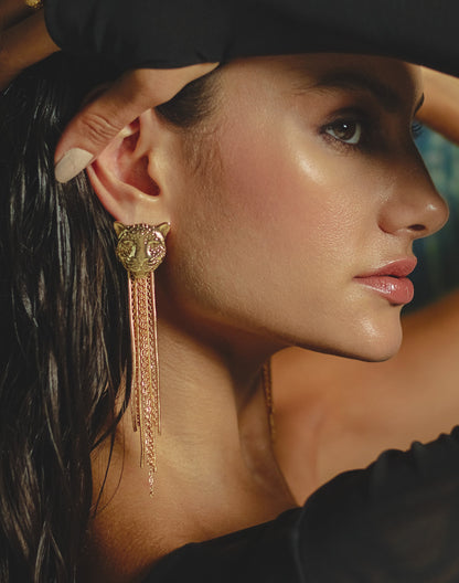 Entrelazos Tributo Earrings - Jaguar Chain Statement Earrings