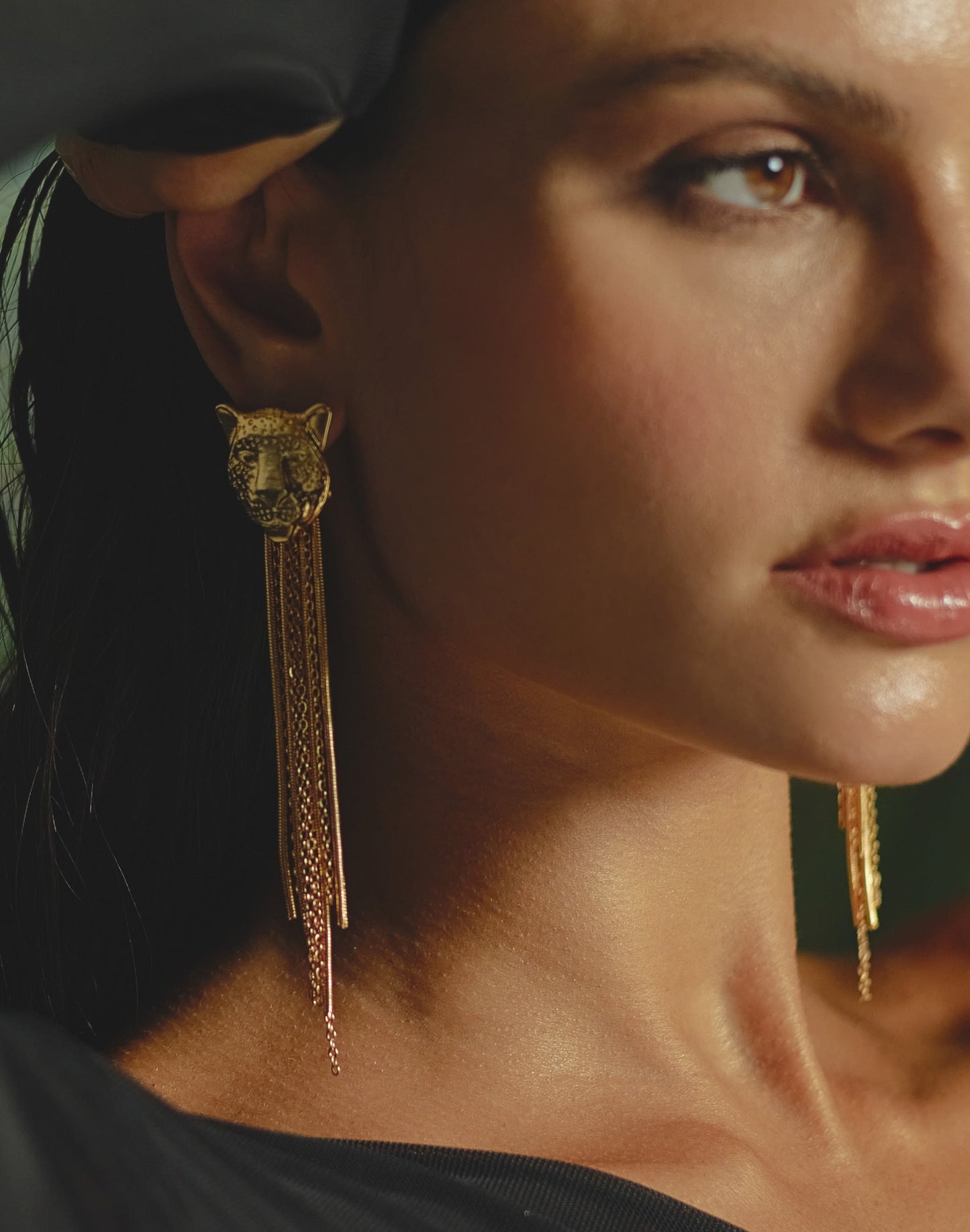 Entrelazos Tributo Earrings - Jaguar Chain Statement Earrings