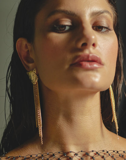 Entrelazos Tributo Earrings - Jaguar Chain Statement Earrings
