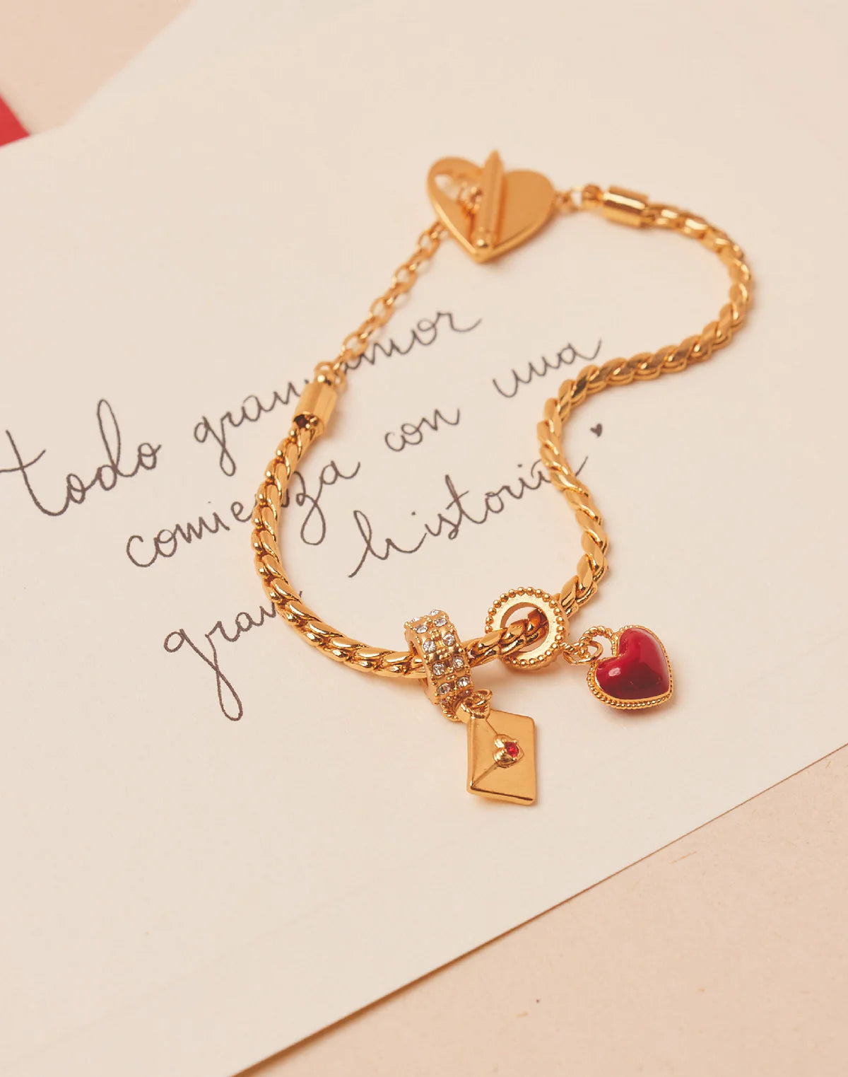 Love Letter Charm Bracelet by Entrelazos | 24k Gold Plated