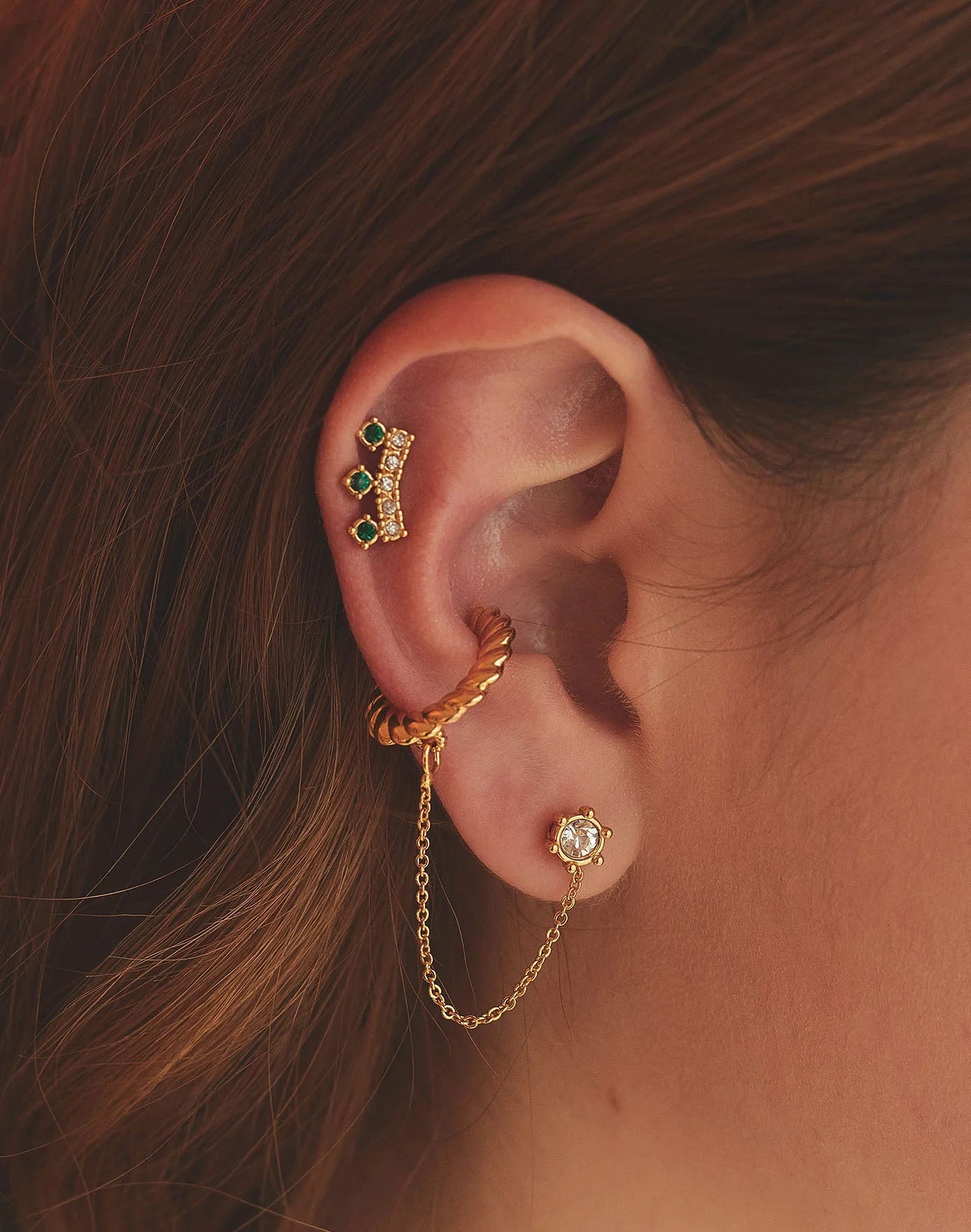 Crown Set of 2 Studs + Earcuff by Entrelazos