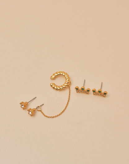 Crown Set of 2 Studs + Earcuff by Entrelazos
