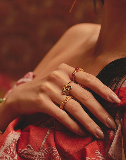 Nirvana Ring Set of 3 - Tiger, Cabochon & Dotted Ring Set by Entrelazos