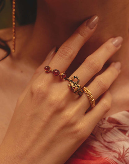 Nirvana Ring Set of 3 - Tiger, Cabochon & Dotted Ring Set by Entrelazos