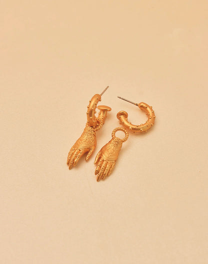 Lotus, Crystal & Hamsa Earring Set of 3 by Entrelazos