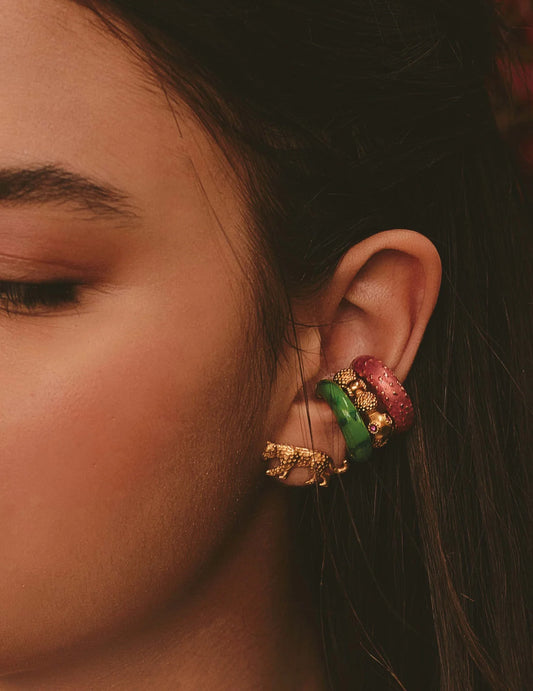 Entrelazos Sandía Earcuff Set – Trio Color Stack