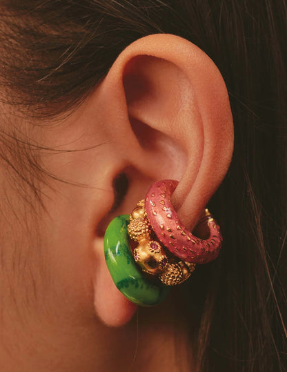 Entrelazos Sandía Earcuff Set – Trio Color Stack