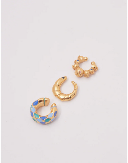 Entrelazos Sirena Earcuff Set - Ocean Stack Trio