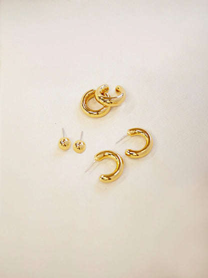 Entrelazos Bubble Stud Set - 4 Pair Gold Essentials