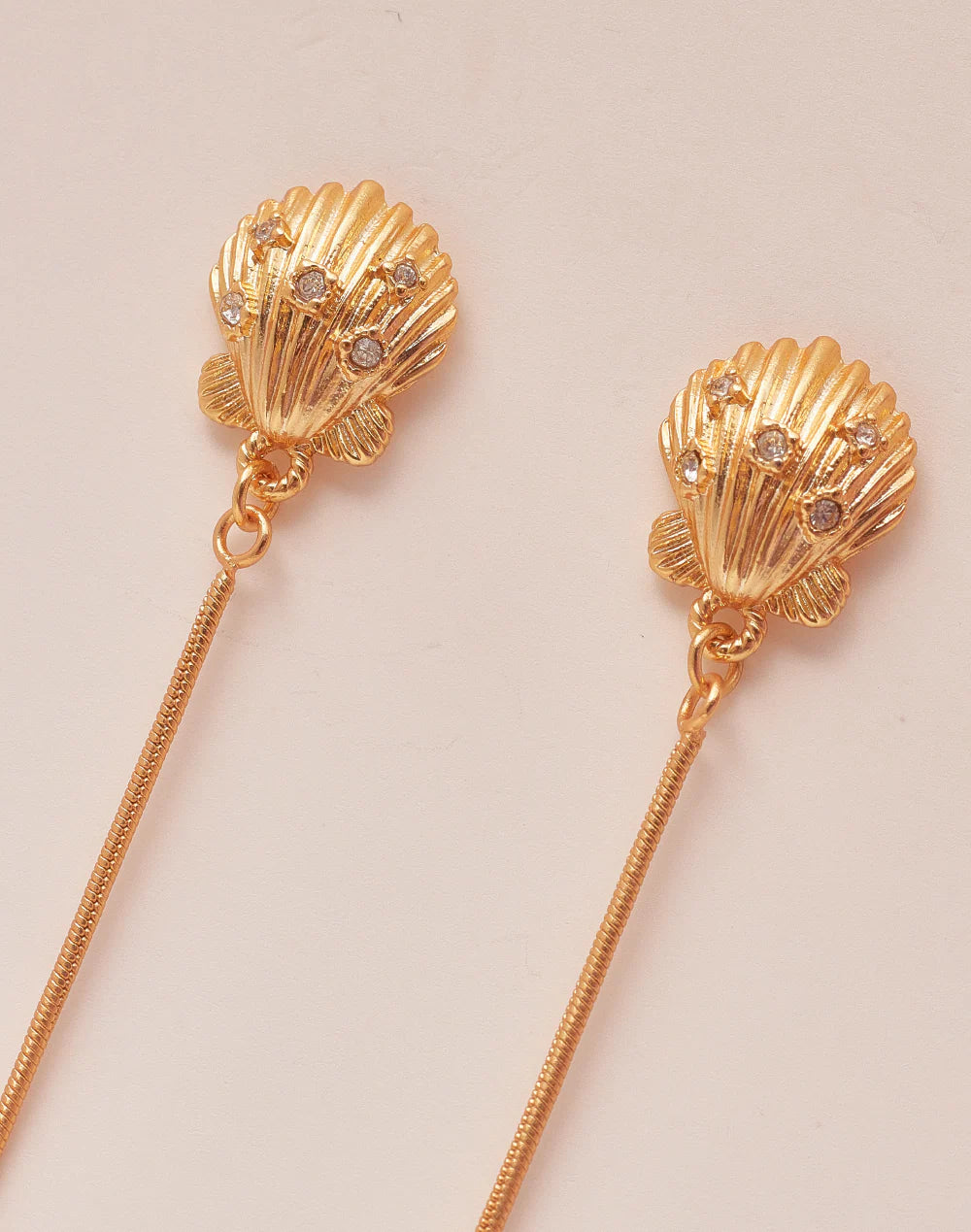 Long Seashell with Pearl Accent Statement Mermaid Earrings