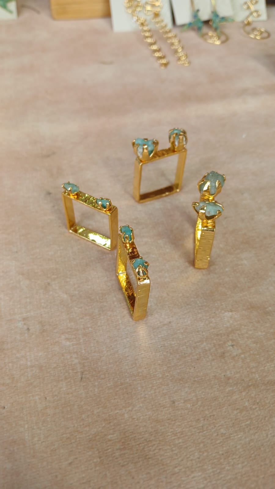 Raw Colombian Double Emerald Square Ring